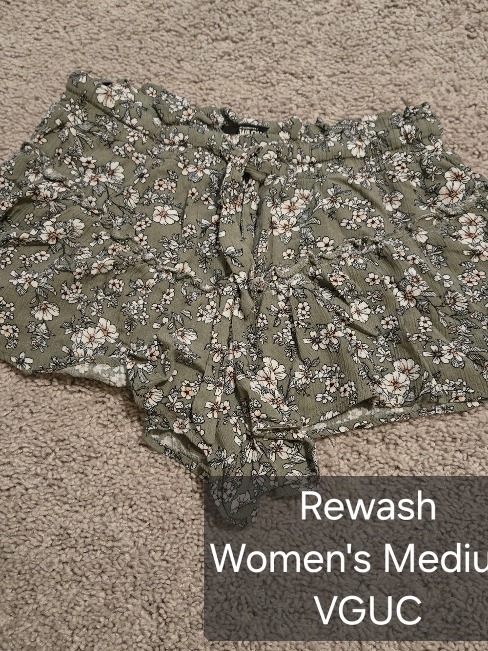 Rewash Olive Floral Ruffle Skort Shorts